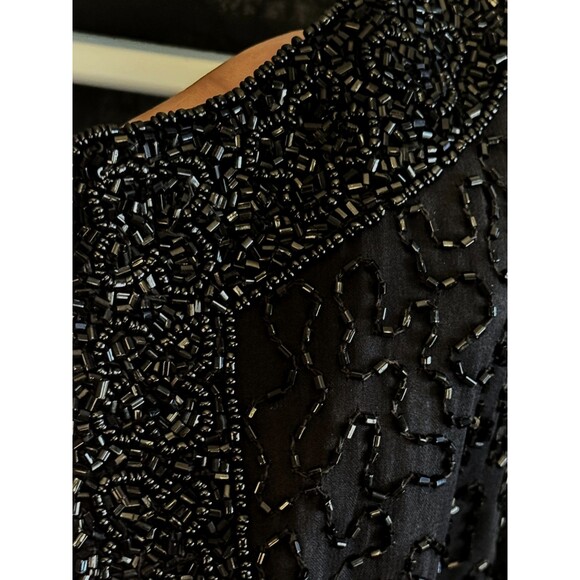 VTG Black Tie Silk Marina  Beaded Sequence Jacket ‎ XL/1X Beautiful! - Picture 7 of 12